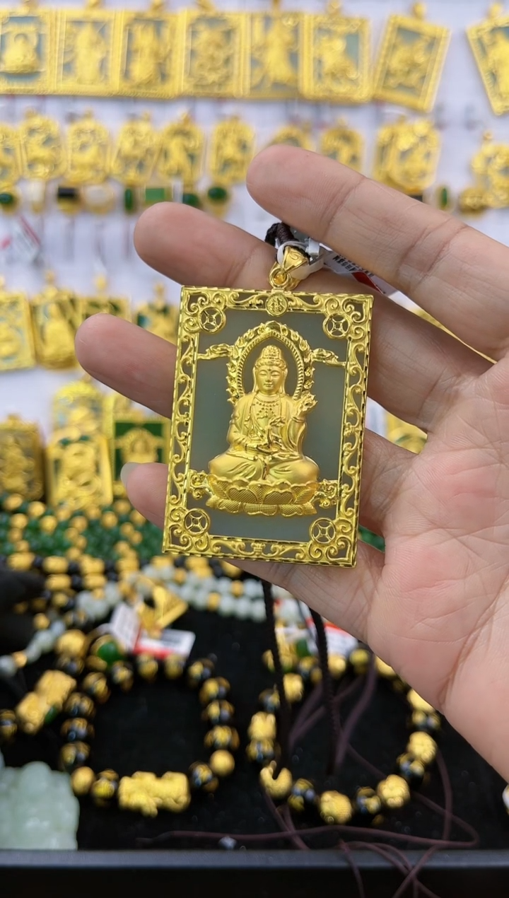 【闪购商品】和田玉吊坠(不含链)足金镶嵌观音