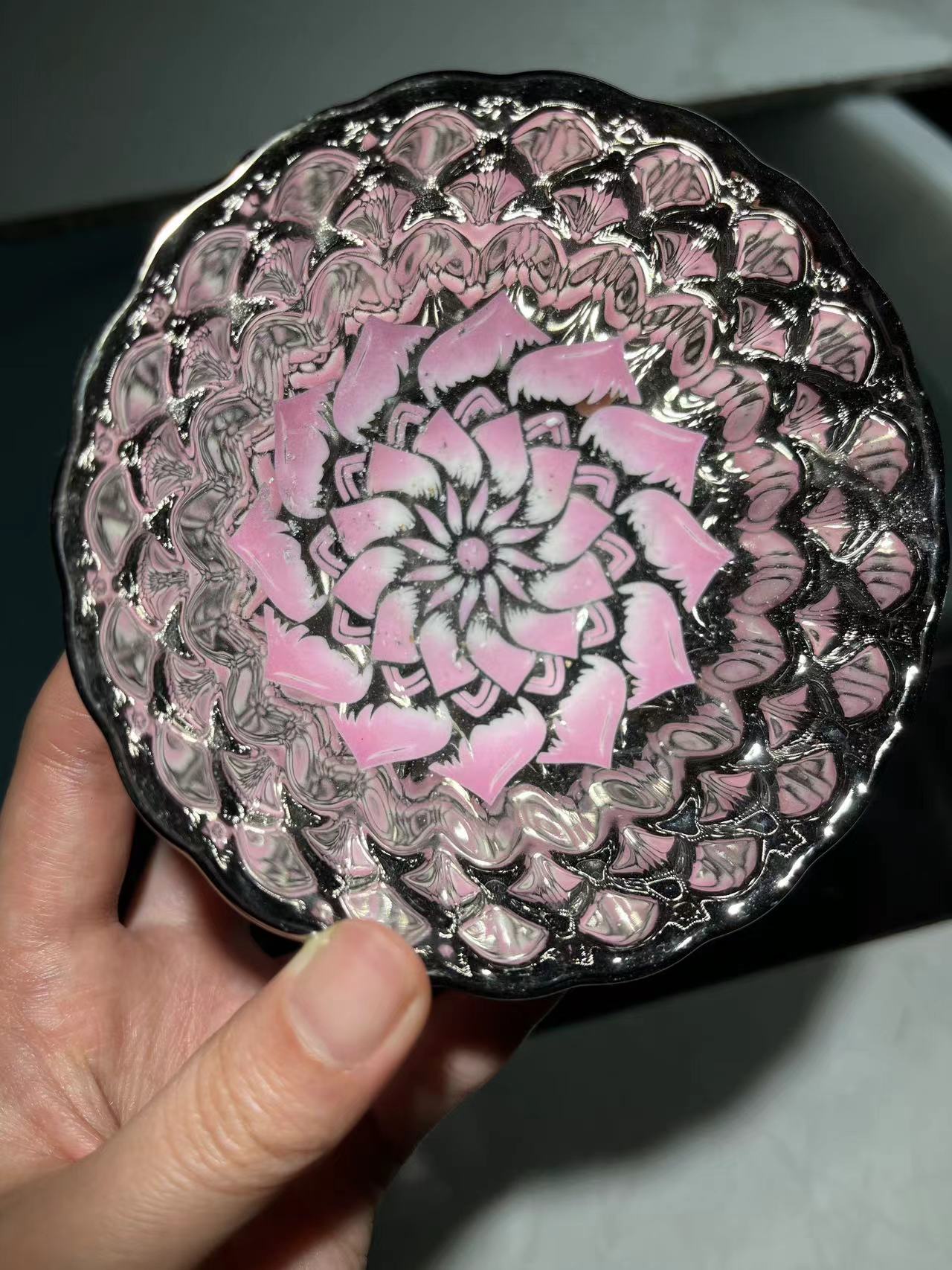 高端茶器家用主人杯粉色莲花杯