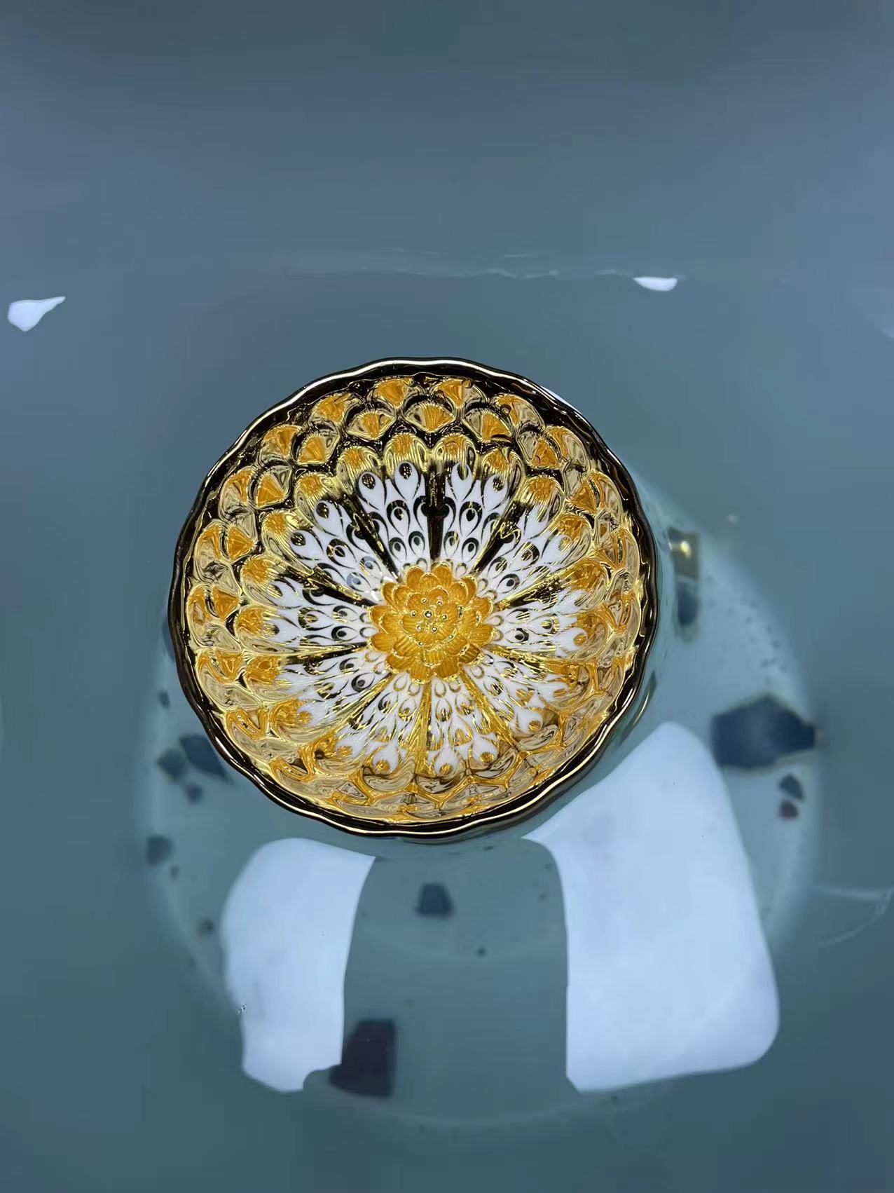 【闪购链接】高端茶器金色金莲花家用主人杯