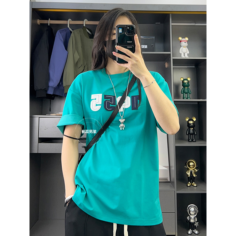 清仓 男士夏季立体1955贴字短袖T恤2025新款潮流百搭休闲上衣男装