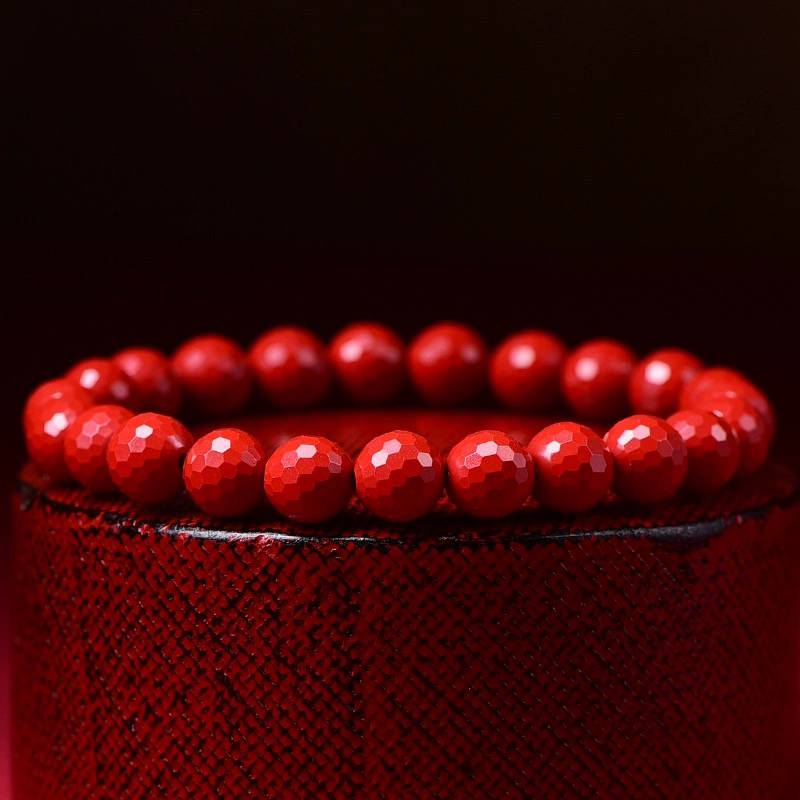 含辰砂工艺品天然朱砂手串原矿紫金砂手链高含量红砂钻石珠手镯