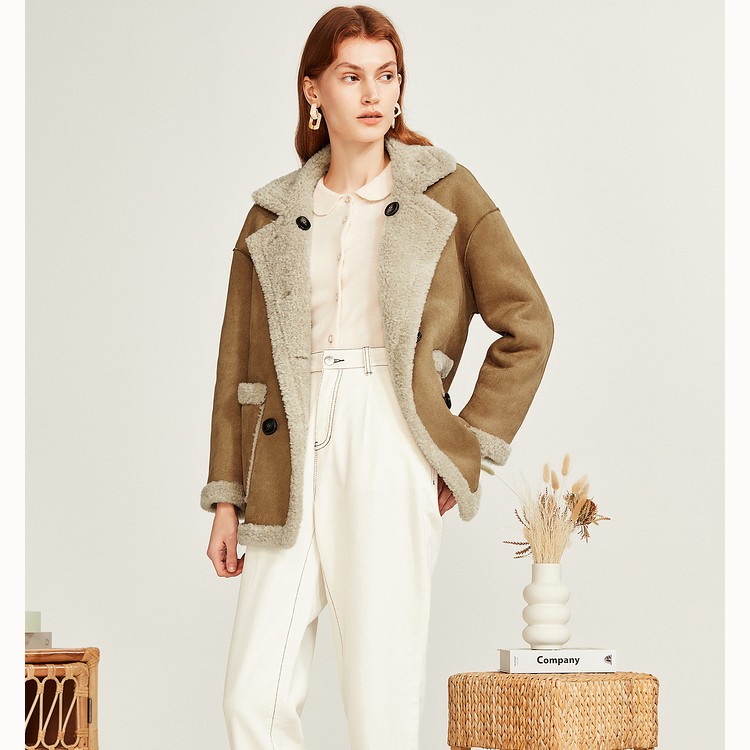 人造皮草 YINER音儿女装秋冬时尚保暖羊剪毛女外套8C63510286