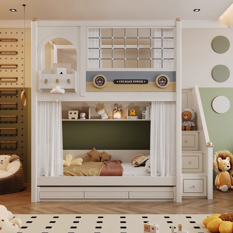 尼龙绳儿童上下床双层床网红床两层互不打扰双人床高架床高低床