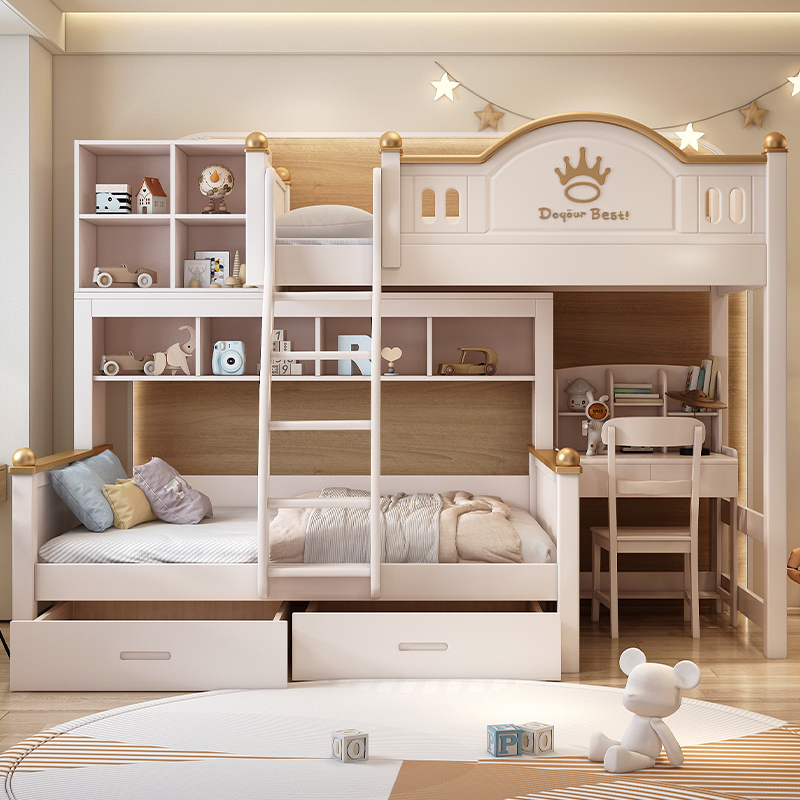 全实木上下交错子母床上下铺双人床错位床高低床实木错位型上下床