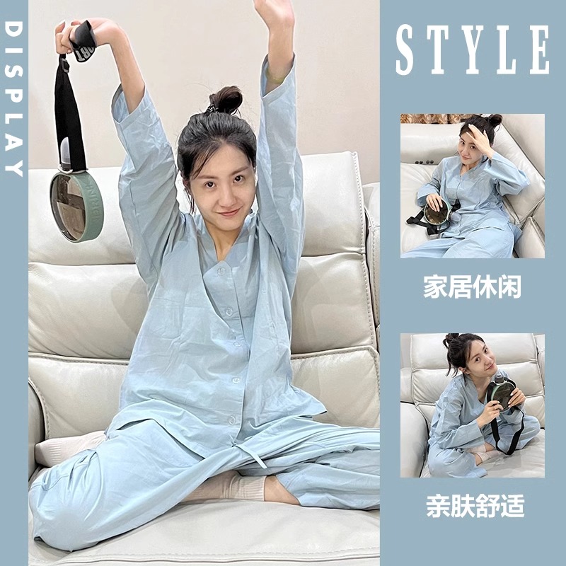 长裤冰丝春秋简约休闲纯色长袖睡衣女士夏季新款感家居服长纯棉男