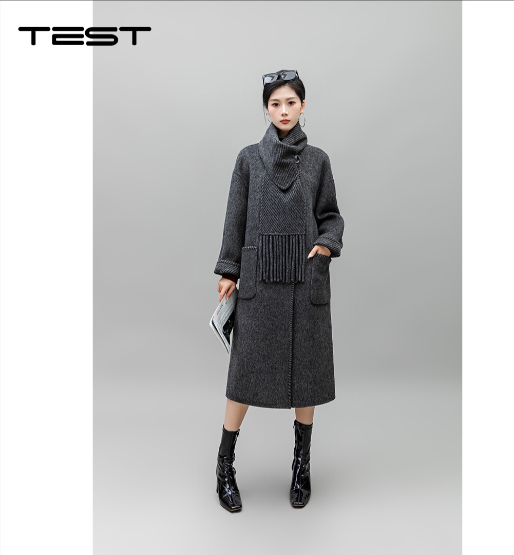 她之蝶冬新款双面绒长呢外套2244002