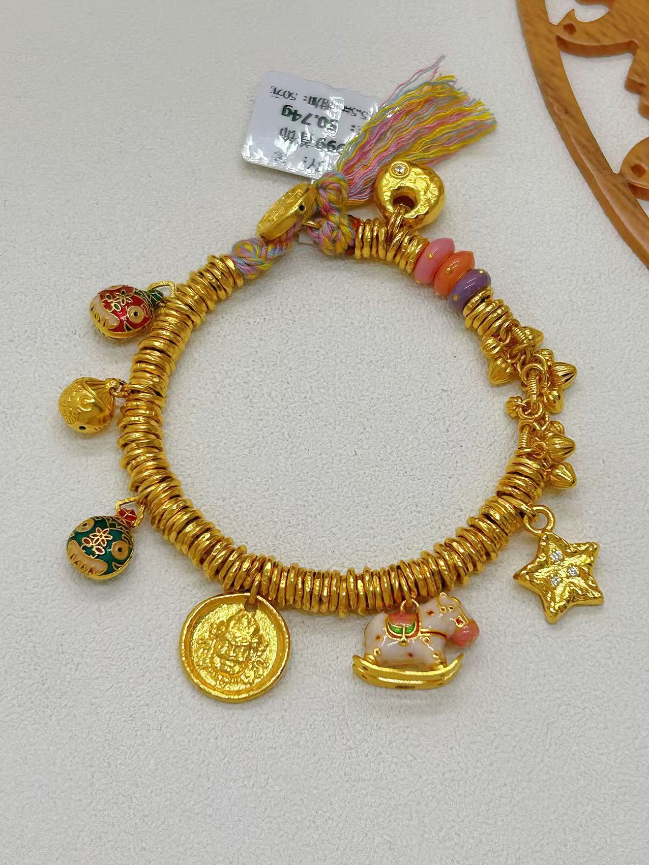 足金999手工盘缠 卡5 15.5CM 50.74 快乐木马 送礼物藏式设计感