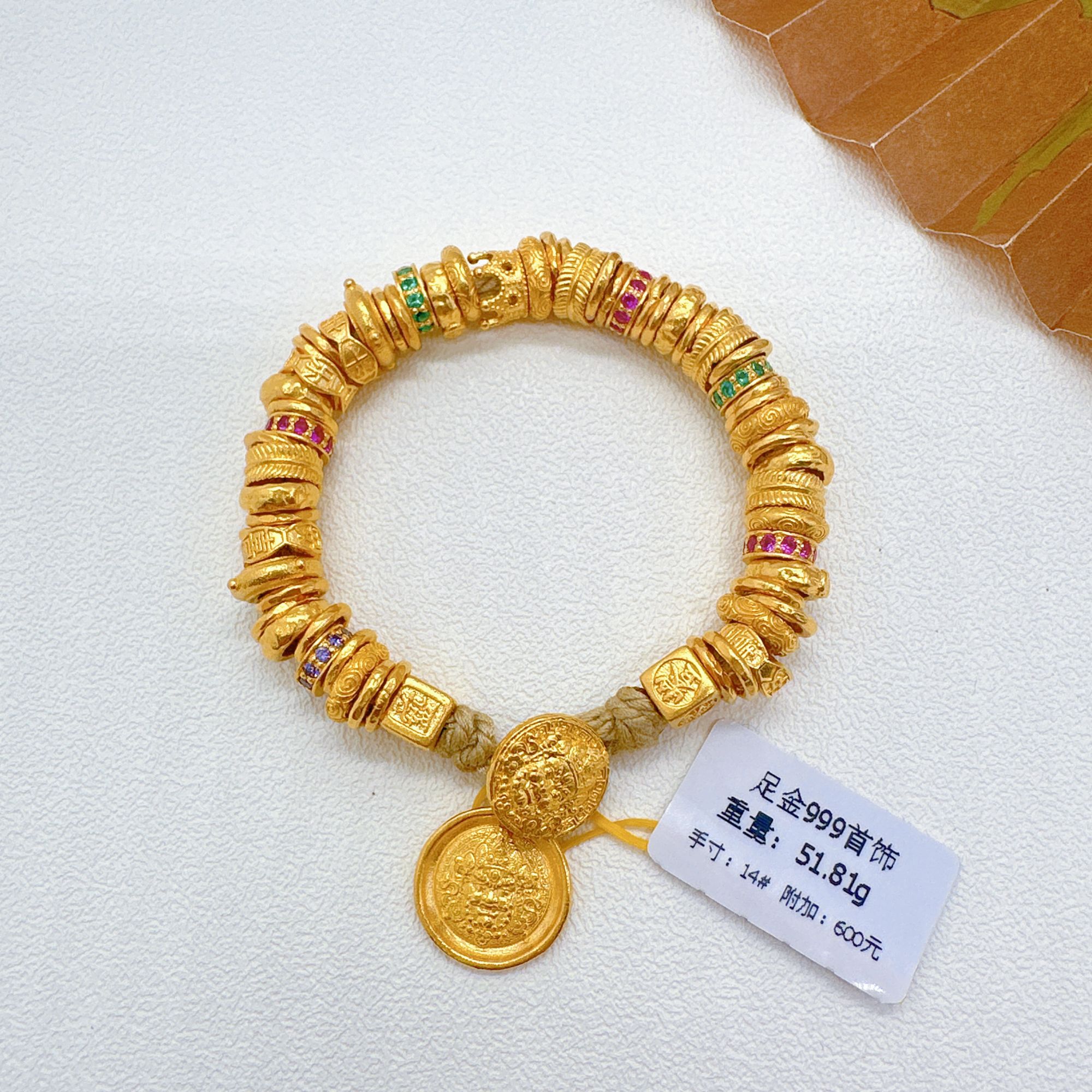 足金999跑环盘缠 卡7 14CM 51.81 送礼物藏式设计感