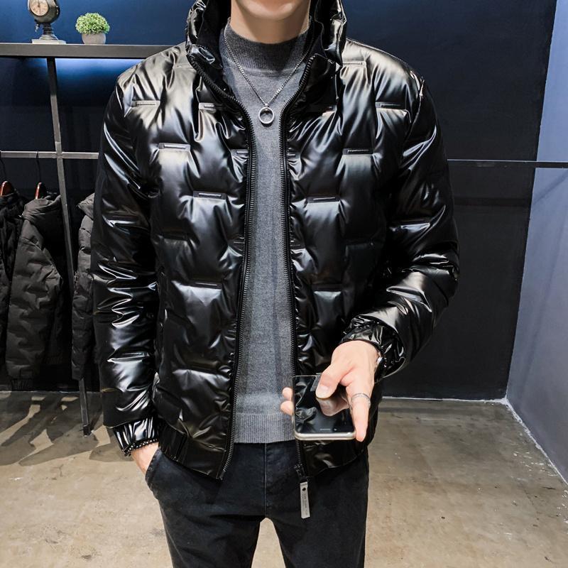 时尚款亮面轻薄羽绒棉服短款冬季新款韩版潮流加厚保暖立领男士羽