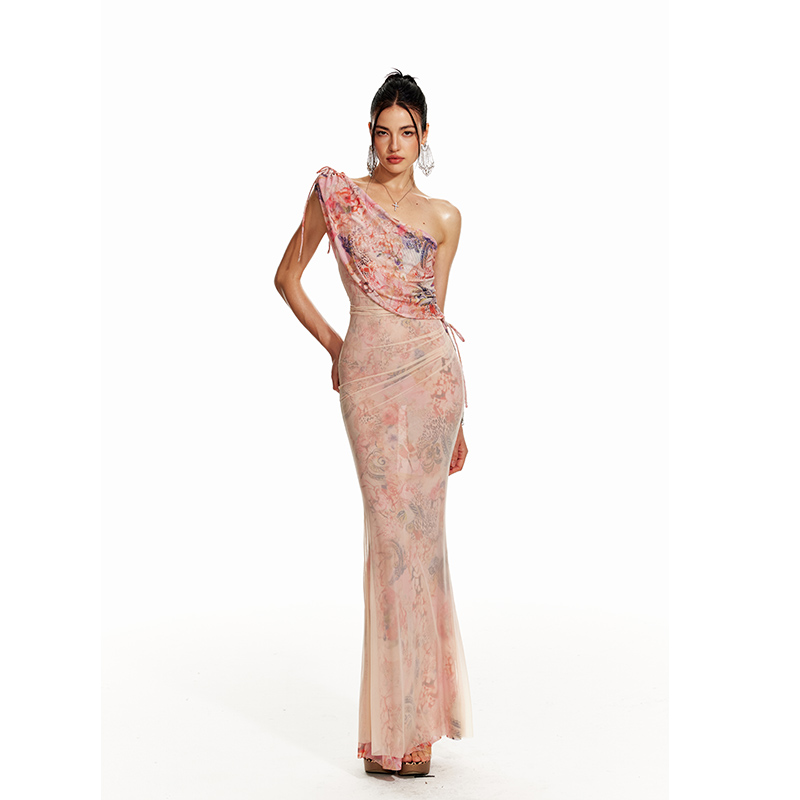 【清清专场】4muggle原创新中式液态美神多穿法无袖长裙荡领鱼尾女