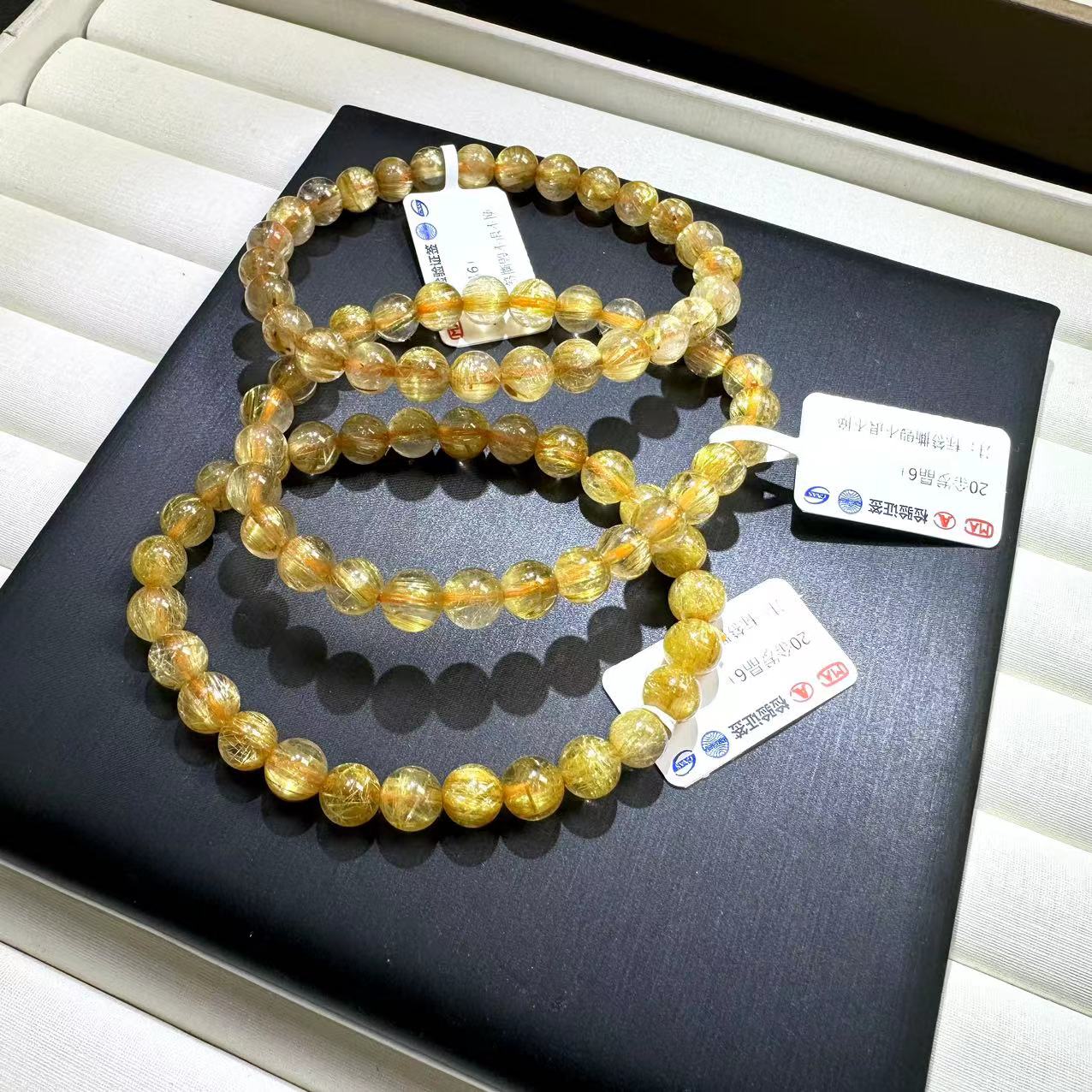 钛金，金发晶单圈手串（多样性发一）