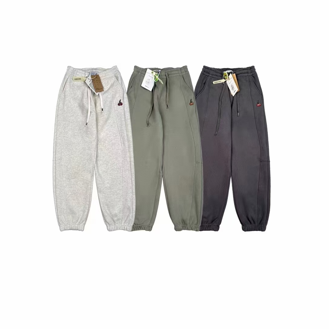 纸袋家牛牛系列冬季新款「刺绣樱桃加绒束口卫裤」S6262简约休闲裤