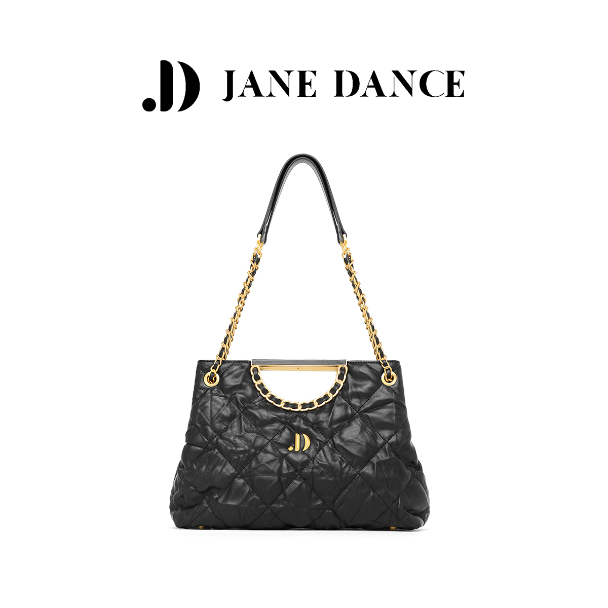 JANE DANCE新款褶皱菱格手提包女士单肩包轻奢链条斜挎包 D86675