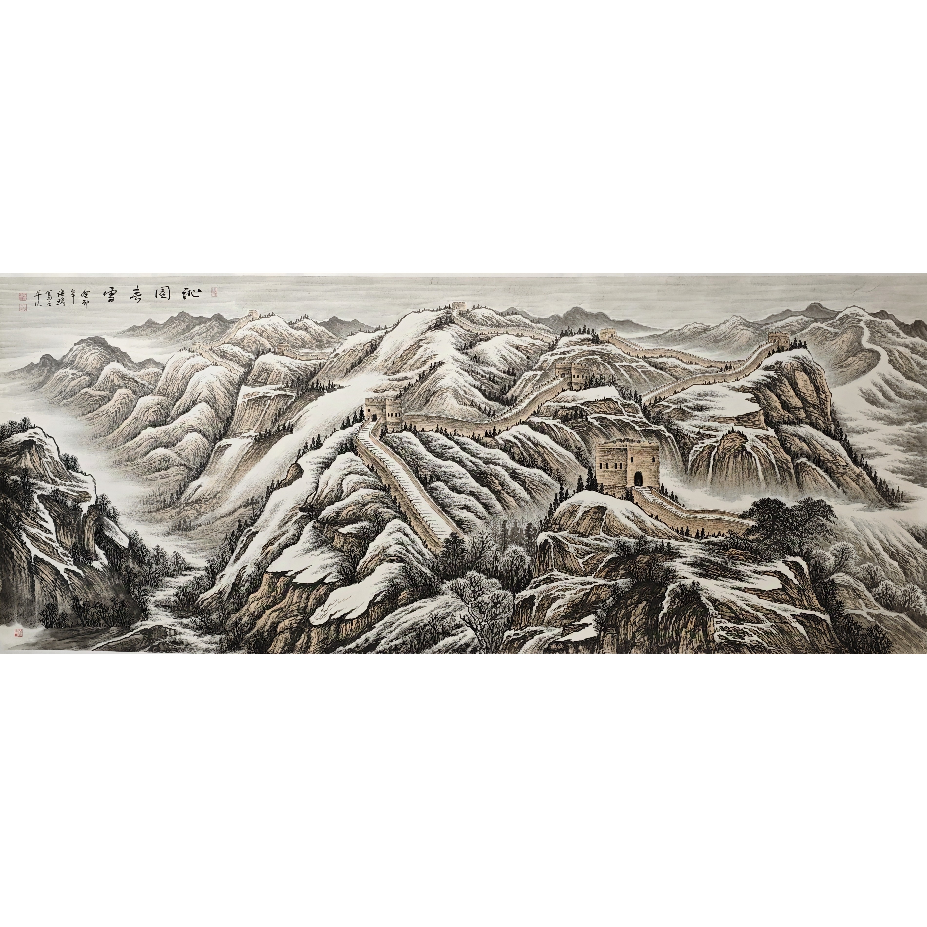 传统手绘国风青绿山水画片装饰画