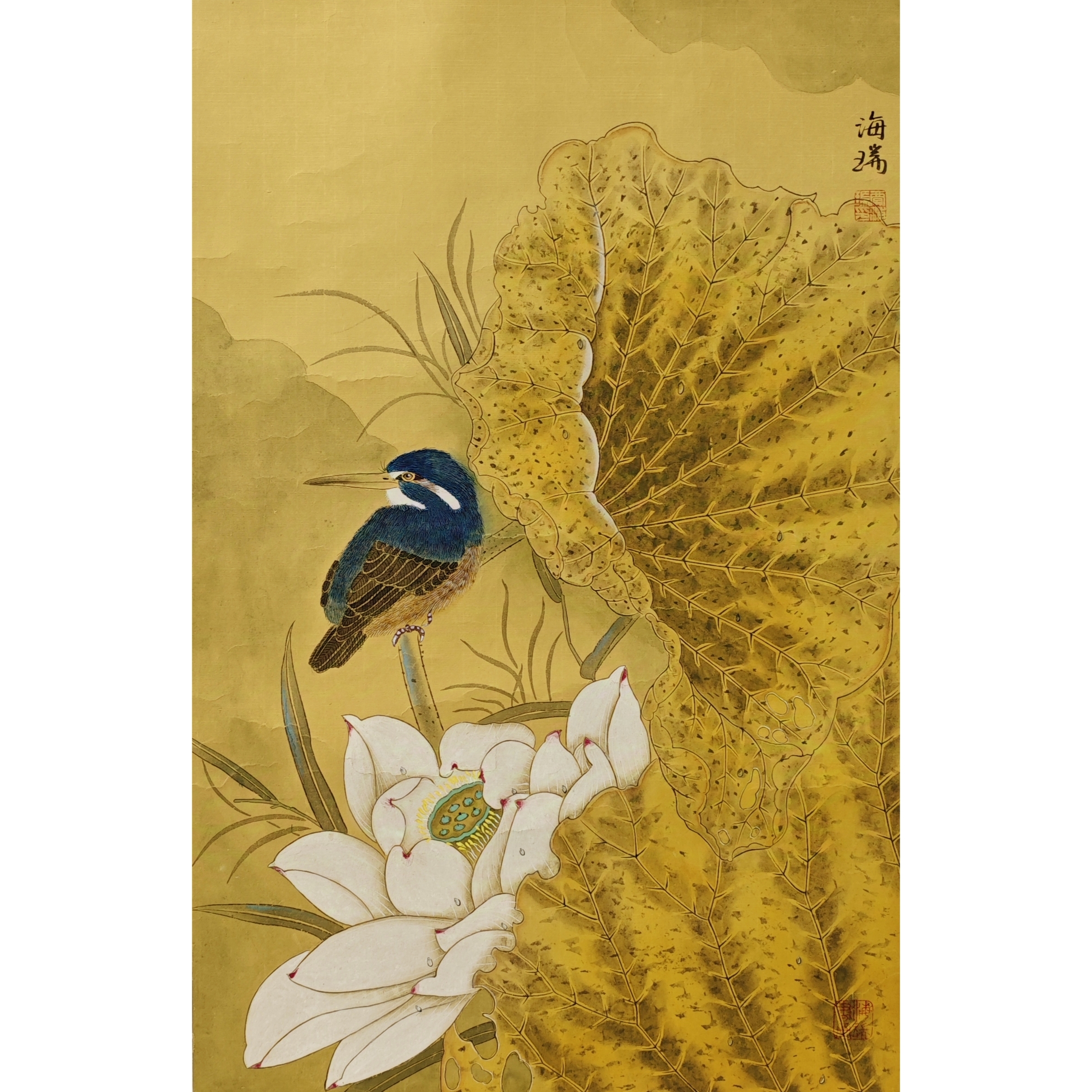 传统手绘国画青绿山水画片装饰画