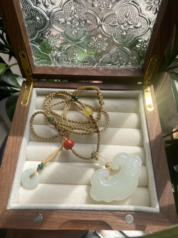 天然和田玉白月光如意雕花平安锁气质百搭清新女士必备自带送人