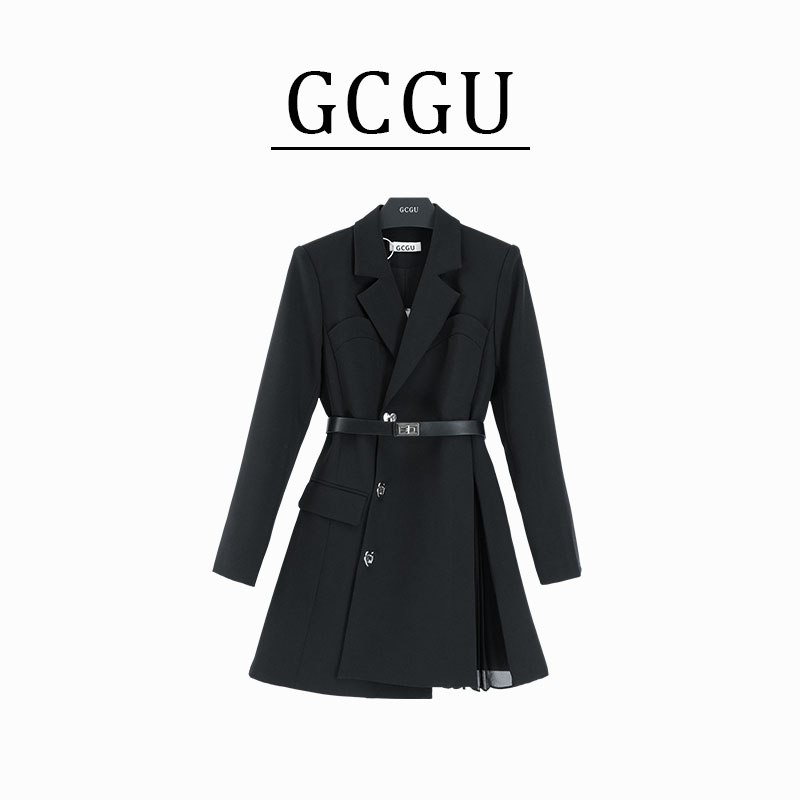 百搭设计感气质秋季轻奢西装连衣裙-08232