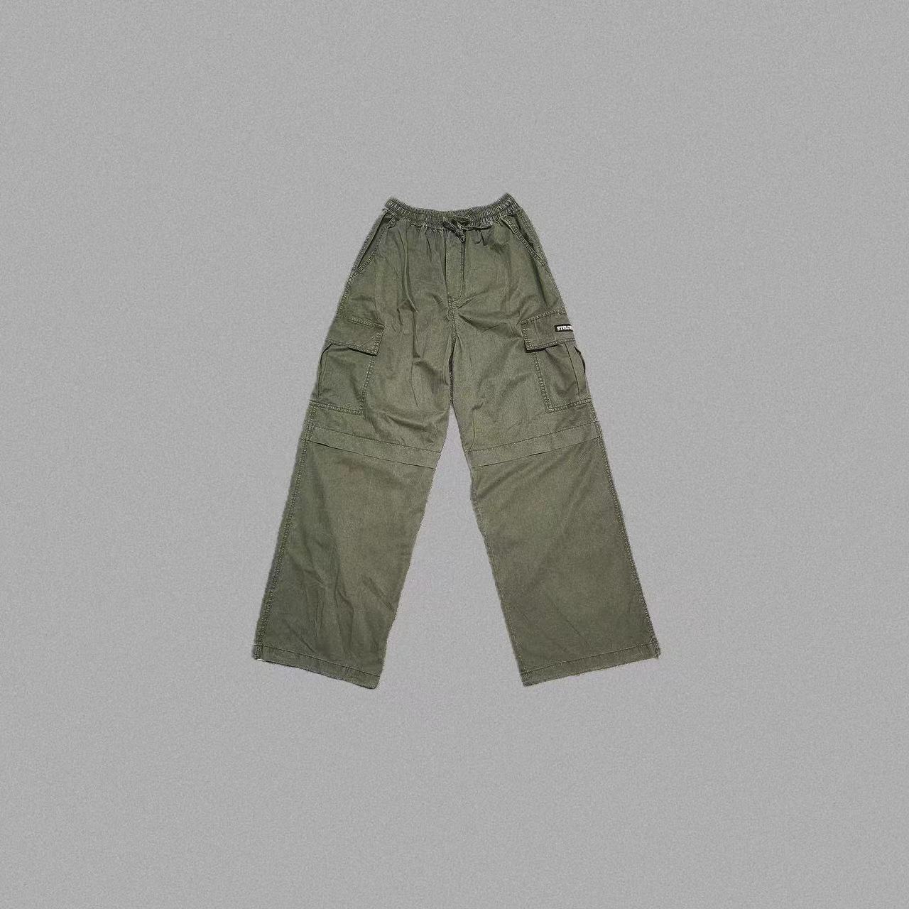 WOGU240727工装休闲复古军绿色长裤