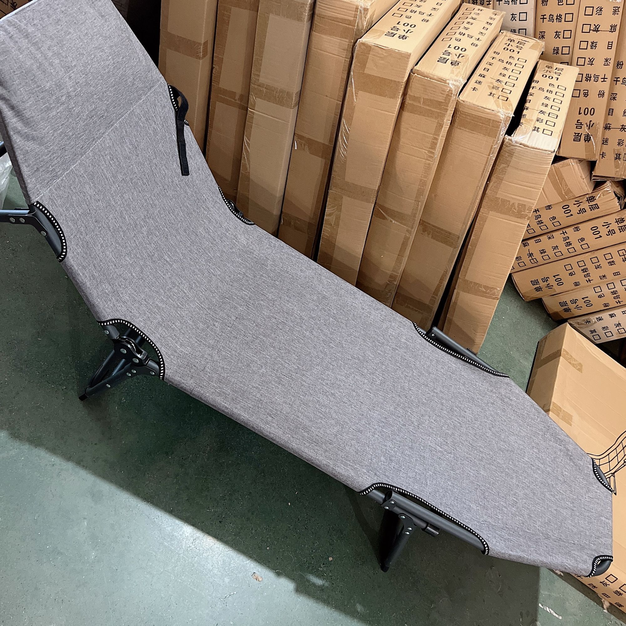 7斤麻灰色折叠床午睡午休躺椅便携陪护床52×178靠背五档齿轮调节