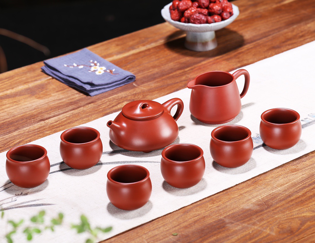 宜兴紫砂壶原矿大红袍景舟石瓢套装