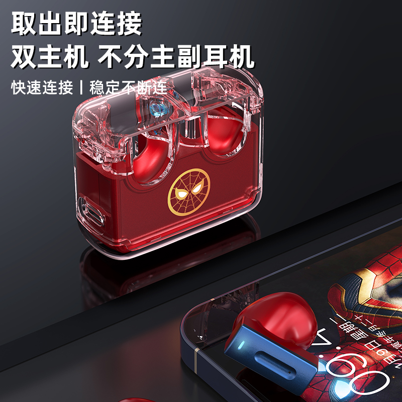 迪士尼漫威半入耳式美队蜘蛛侠钢铁侠真无线游戏音乐降噪蓝牙耳机