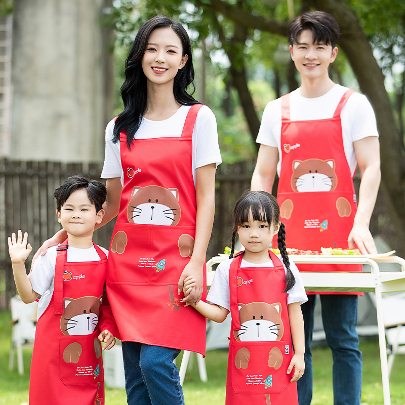 儿童围裙定制logo印字绘画书法培训班男女孩专用防水防油亲子围腰