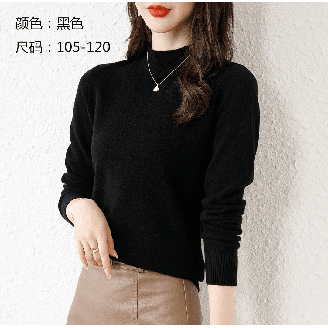 hanyang/晗洋女式百分百羊毛源头工厂半高领套头打底衫秋冬女毛衣