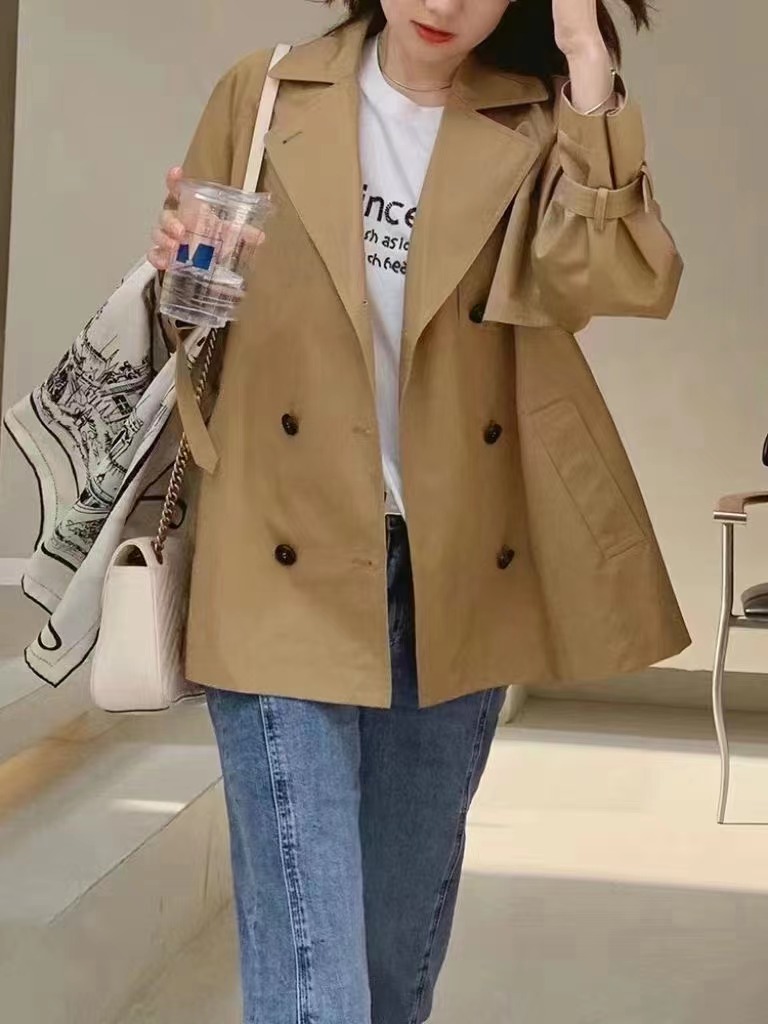 春秋新款气质小个子风衣时尚卡其色短款宽松休闲百搭外套U902