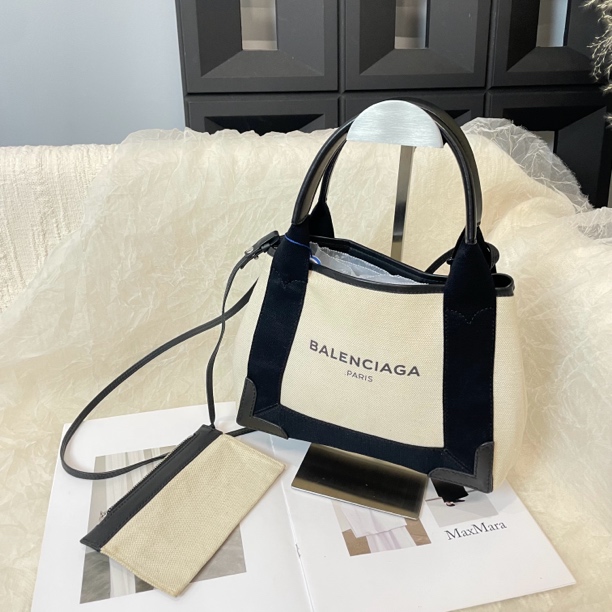 95新 Balenciaga/巴黎世家 Navy小号拼色手提斜挎包