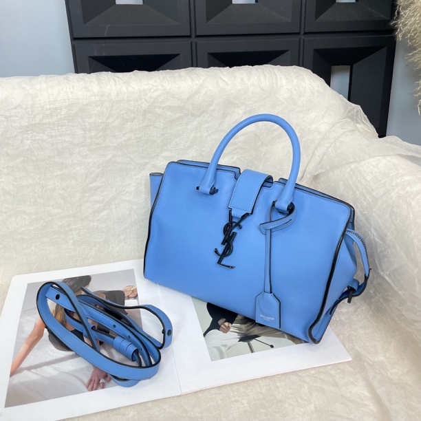 95新 YSL/圣罗兰 蓝色cabas手提斜挎包