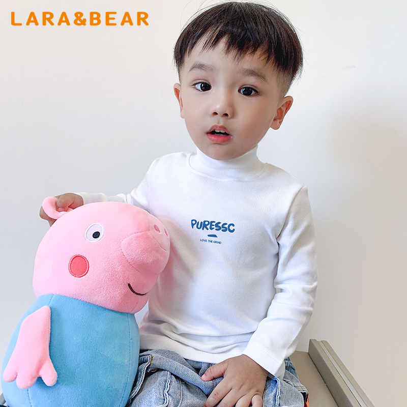 【萊萊熊】儿童半高领打底衫秋冬长袖T恤中小童宝宝潮牌印花上衣