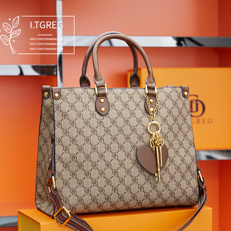 I.TGREG品牌直销女包新款大容量手提托特包高级感印花斜挎包气质