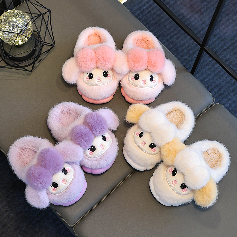 儿童棉拖鞋秋冬季女童卡通居家毛毛鞋大中小童保暖女宝宝包跟棉鞋