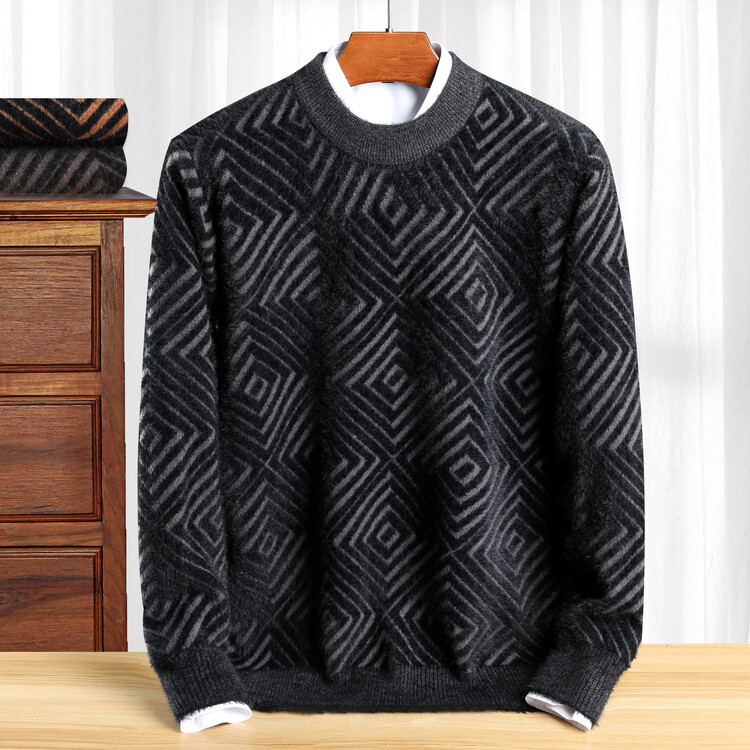 老人头打底衫男士长袖休闲爸爸宽松加厚圆领保暖秋冬针织衫