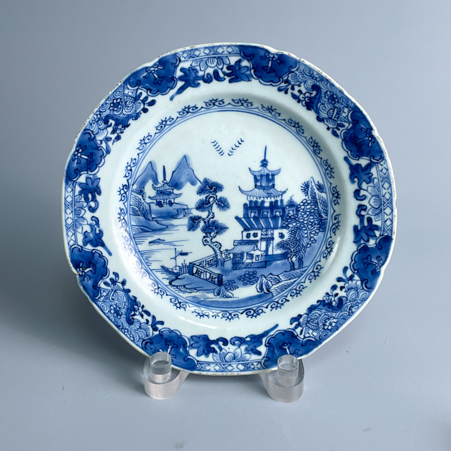 瓷器/古董乾隆青花楼阁盘-M2XK6005698/收藏/文物/绣花张