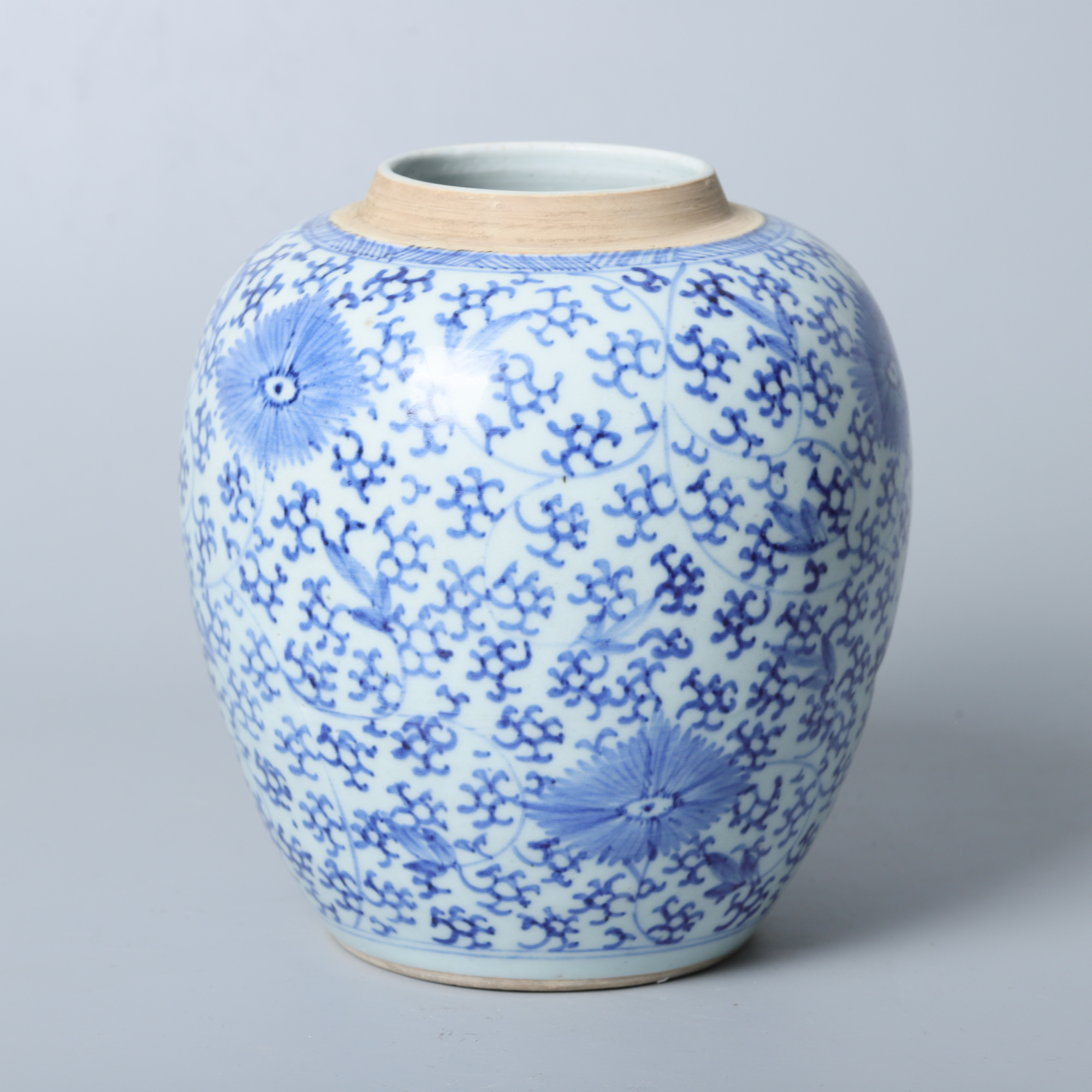 清乾隆 青花花卉罐M23JZ088699/古董/收藏/绣花张