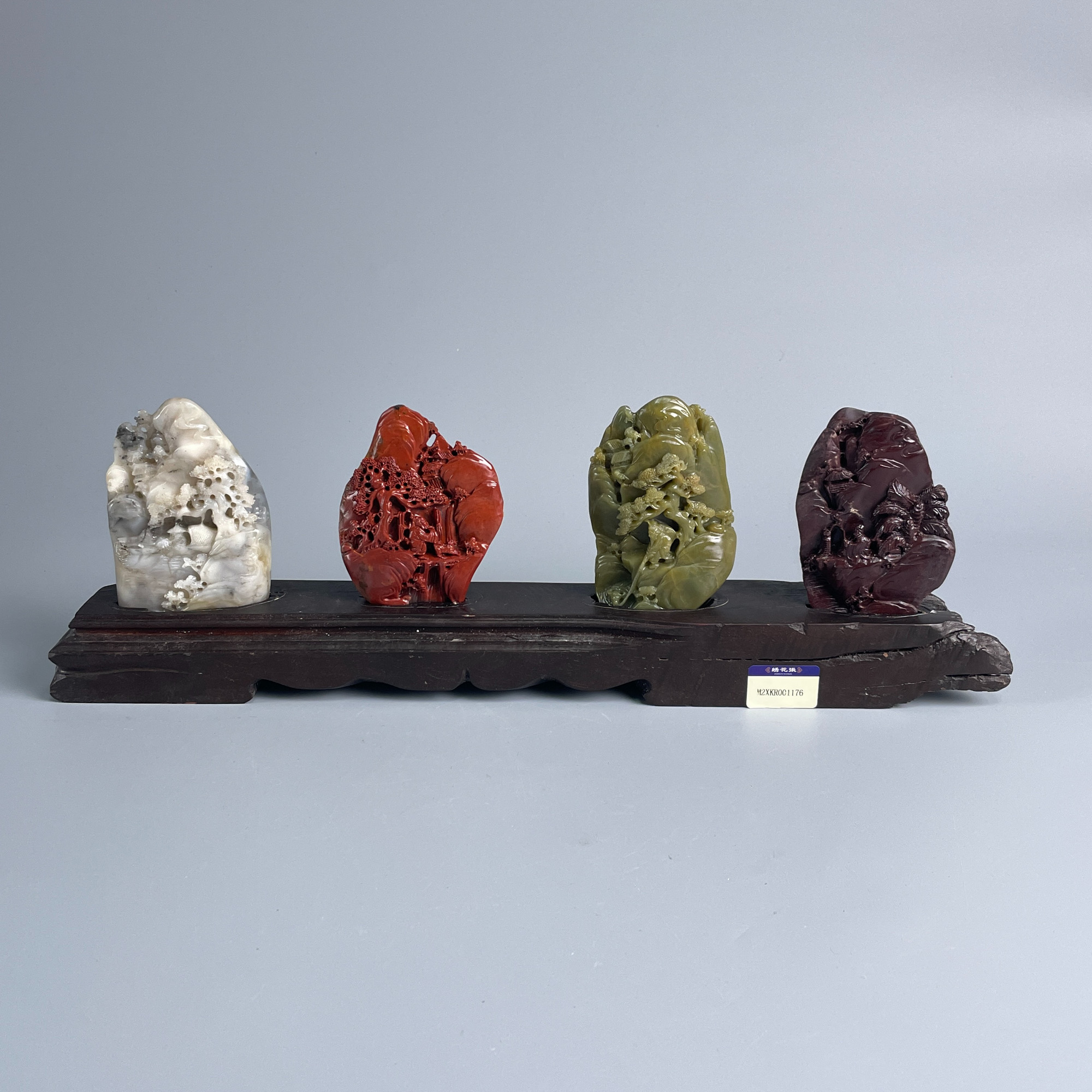 20世纪中期到后期寿山石《渔樵耕读》赏摆M2XKR001176/摆件/绣花张