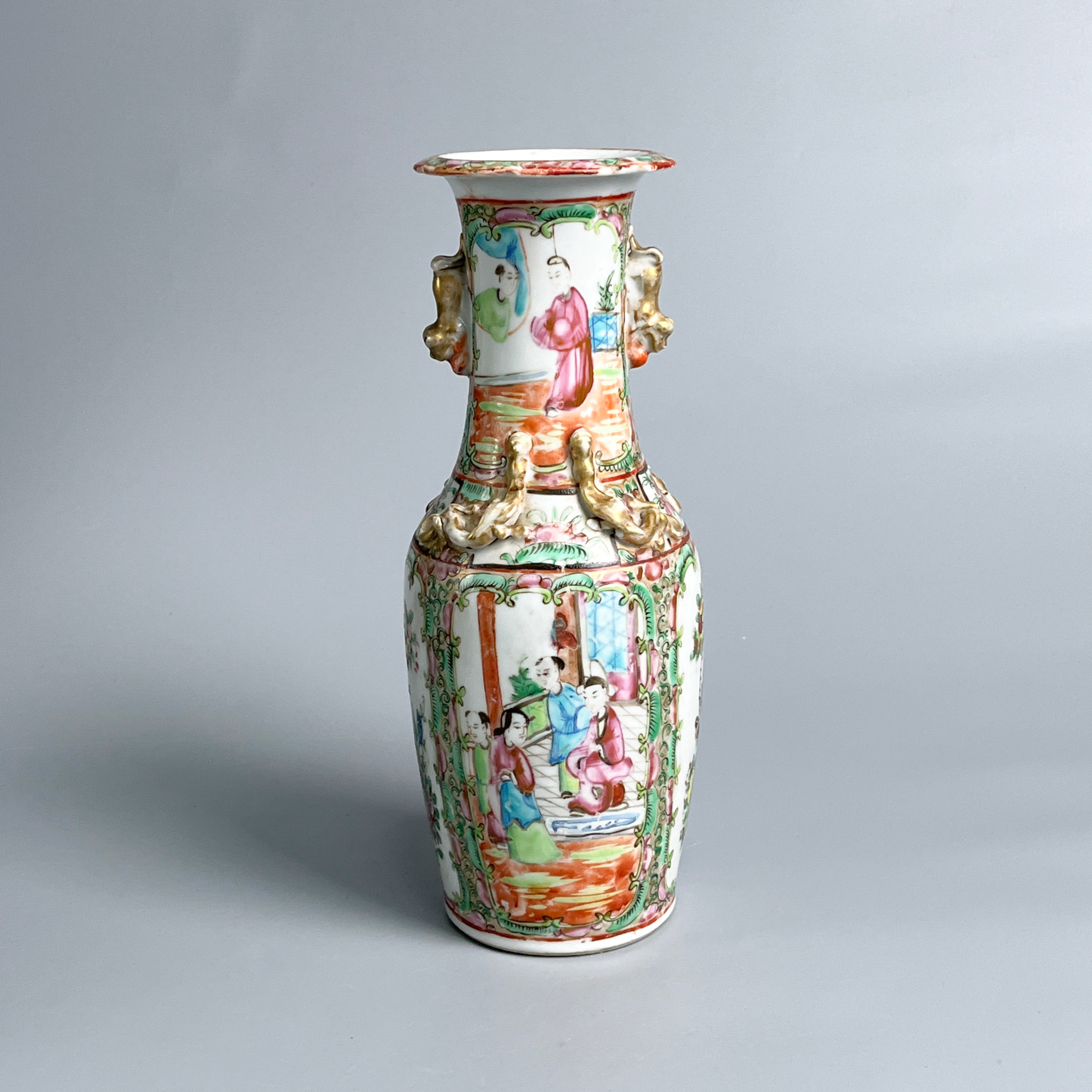 瓷器/古董光绪 广彩人物双耳瓶M2XGB006818古玩/收藏/文物/绣花张