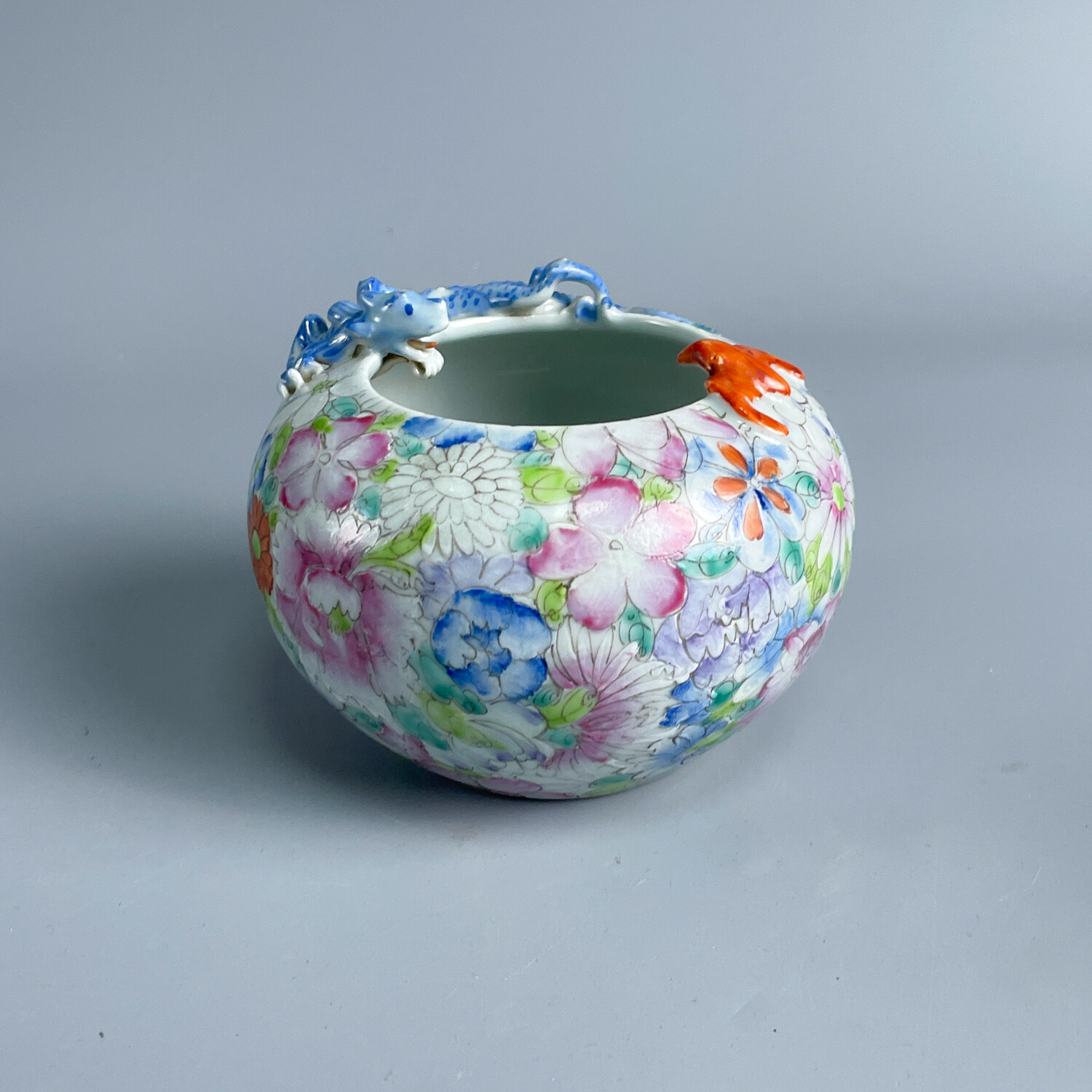 瓷器/古董民国百花不落地螭龙水盂-M2XLJ003936/收藏/文物/绣花张