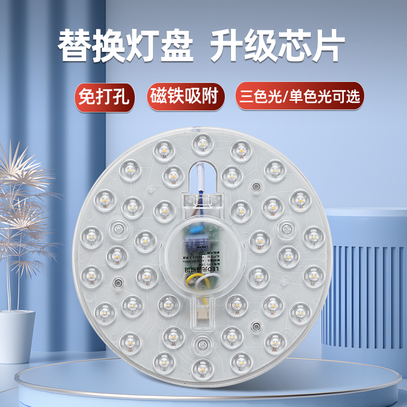 【三色可调】磁吸LED吸顶灯灯芯高亮耐用灯盘节能家用中山超亮
