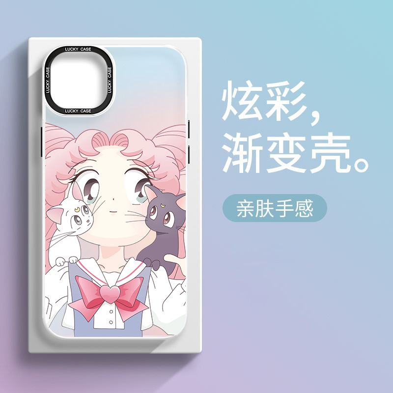 美少女战士5渐变镭射iphone14pro手机壳苹果13promax个性12磨砂