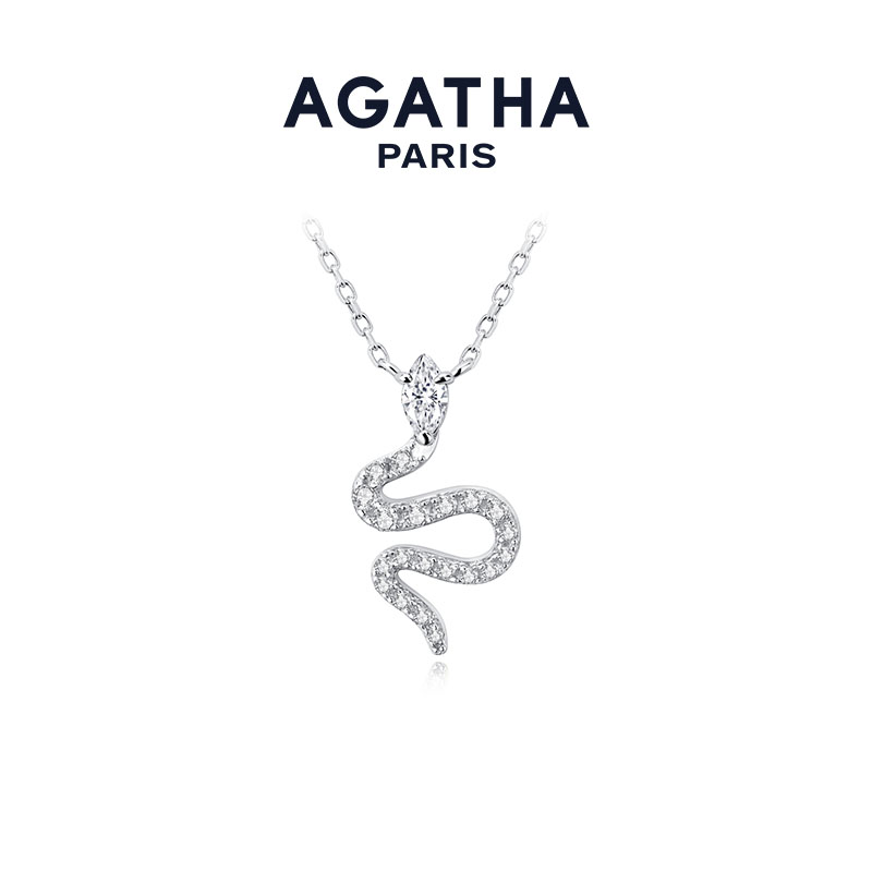AGATHA 坠链均925银合成锆石 饰品小众设计高级感蛇影蜕变项链D