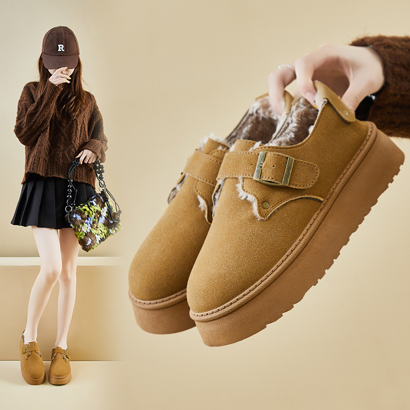 加绒雪地靴女2024冬季新款学生ins韩版保暖厚底休闲鞋棉鞋