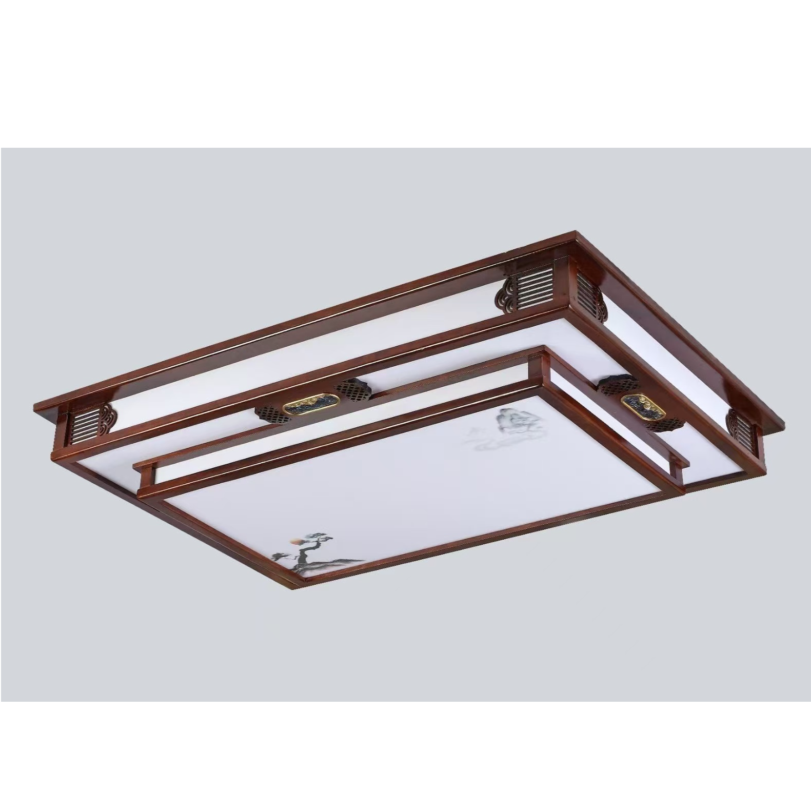 活动款，实木金丝檀木客厅灯长方形餐厅卧室中式中国风灯具