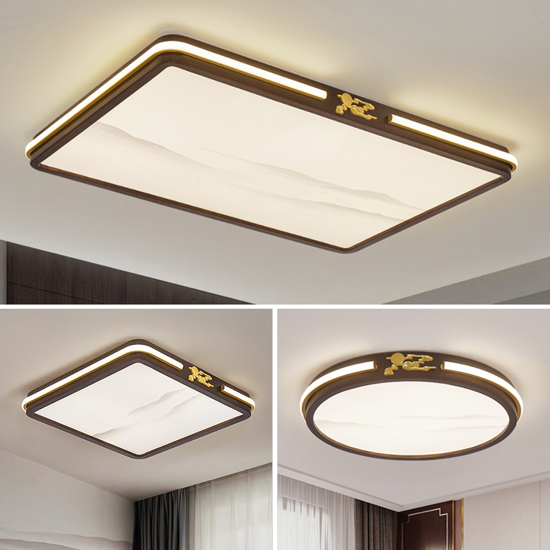 新中式实木吸顶灯新款大气客厅灯中国风仿古卧室餐厅书房LED灯具