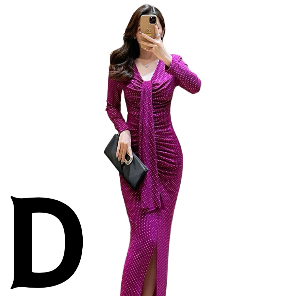 【D 开头系列】女装夏款2025年新款潮款系带收腰感开叉显瘦连衣裙