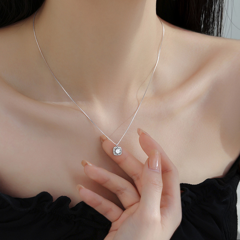 坠链均足银 999纯银方糖项链轻奢气质精致锁骨链女小众设计感颈链