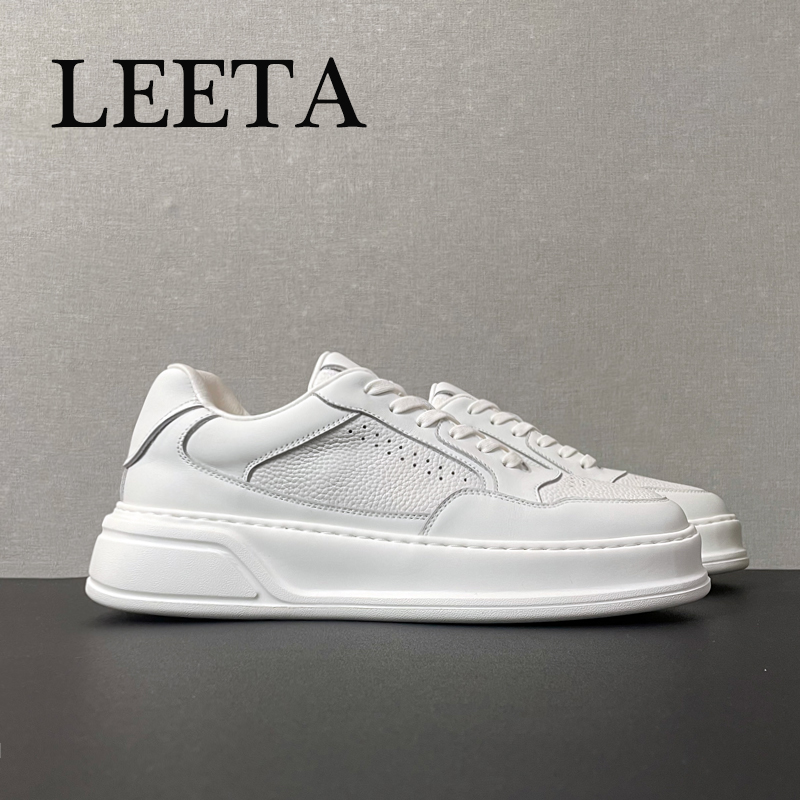 头层牛皮秋冬新款男鞋潮流时尚百搭小白鞋厚底轻质休闲板鞋男709