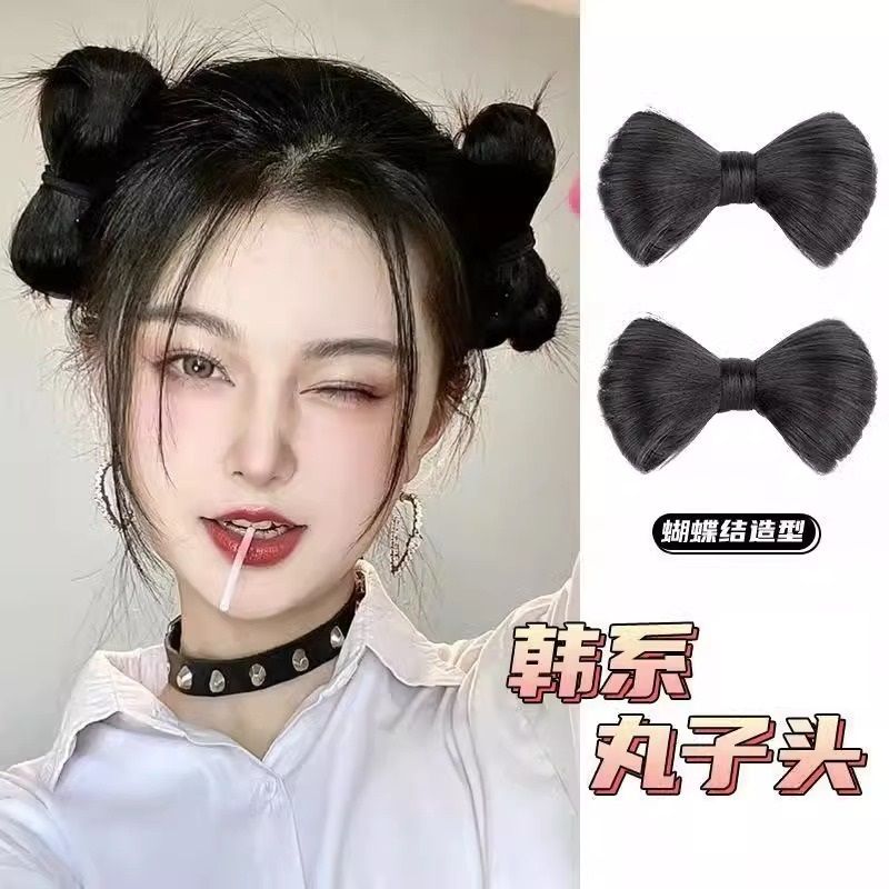 假发发圈蝴蝶结丸子头可爱蓬松仿真辣妹女盘发懒人汉服发夹丸子头