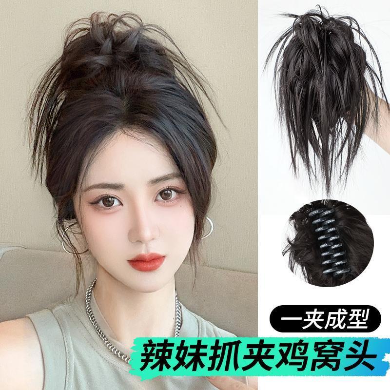 鸡窝丸子头毽子抓夹网红同款辣妹头饰发包懒人蓬松盘发神器鲨鱼夹